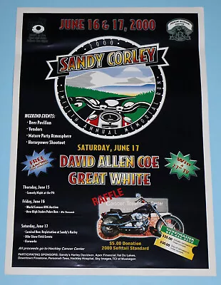2000 Sandy Corley Memorial Motorcycle Run Poster Fremont Mi David Allen Coe Bike • $9.99