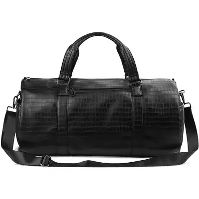 INC Mens Black Croc Embossed Faux Leather Luggage Weekender Bag Medium BHFO 4500 • $22