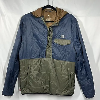 Roark Revival Mens S Blue Green Hooded Anorak Primaloft Quilted Puffer Jacket • $29.59