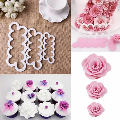 3D Rose Petal Flower Cake Cutter Fondant Icing Tool Decorating Mould Sugarcraft3 • £4.93