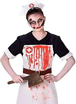 Adult Women's Zombie Nurse Halloween Fancy Dress Costume • £13.49