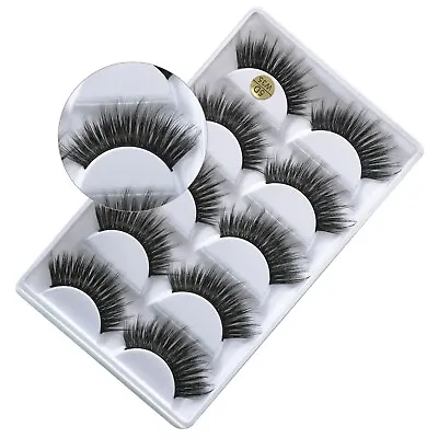 3D Mink False Eyelashes Wispy Cross Long Thick Soft Fake Eye Lashes 5 Pairs New • £4.46