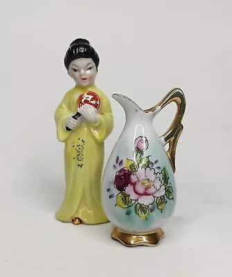 Vintage Made In Japan Geisha Ceramic Doll With Vase UCAGCO Occupied Japan • $17.50