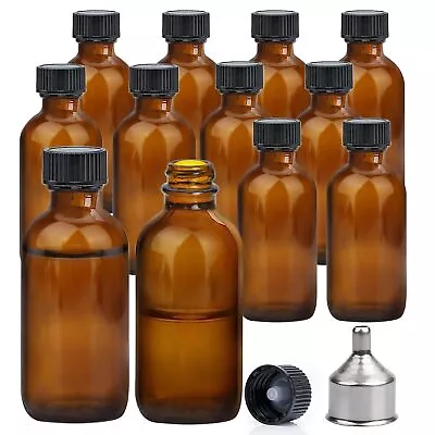 2 Oz Amber Glass Bottles-12 Pack Small Glass Jars With Black Lids Empty Bosto... • $20.76
