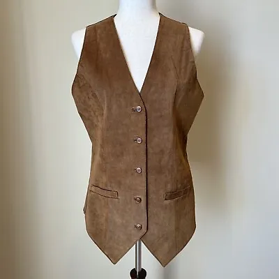 BB Dakota Womens Suede Leather Vest Size M Brown Western Waistcoat Cowgirl Rodeo • £22.79