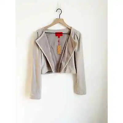 $150 • Buy NWT ZAC POSEN Z Spoke Taupe Tan Wool Blend Cropped Jacket Coat 12