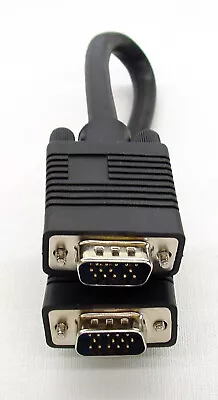 Short (28cm) PC VGA Monitor Video Lead / Cable. D-Sub DB9/15 High-density Male • £3.80