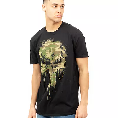 £13.99 • Buy The Punisher Mens T-shirt Skull Camo Black S-XXL Official Marvel
