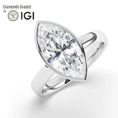 Marquise Solitaire 950 Platinum Engagement Ring3 Ct Lab-grown IGI Certified • $2696