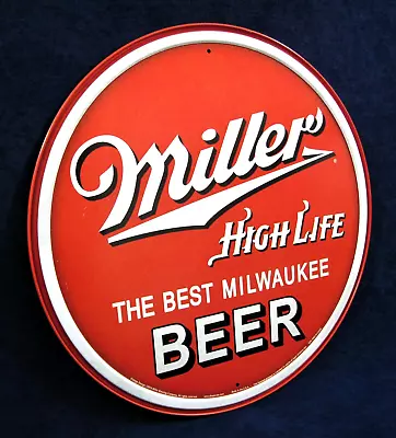 MILLER BEER - Round Metal Tin Sign - Man Cave Garage Bar Pub Wall Décor • $17.95