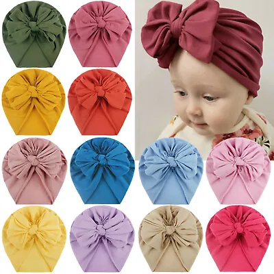 Infant Baby Beanie Turban Hat Bow Knot Cap Newborn Head Wraps Kids Knot Headband • £1.99