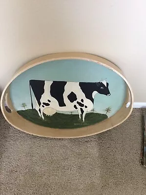 Folk Artist Warren Kimble Cow Serving Tray 22  X 16  SIGNED ORIGINAL Free Ship • $95