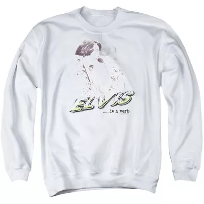 Elvis Presley Elvis Is A Verb Crewneck Sweatshirt Licensed Music King Rock White • $24.49