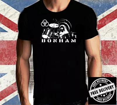 John Bonham Led Zeppelin Drummer  Mens  Black T Shirt  Free Post • $39.40