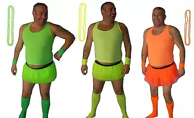 Stag Party Mens Neon Tutu 4 Piece Set Stag Night Fancy Dress Costume • £18.95