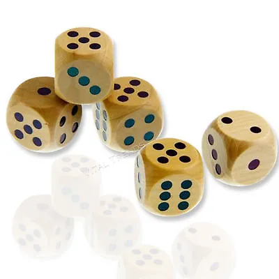 Wooden Dice Big Large Size 25mm D6 Six Sided Spot Dots Die Board Games Casino  • £4.84