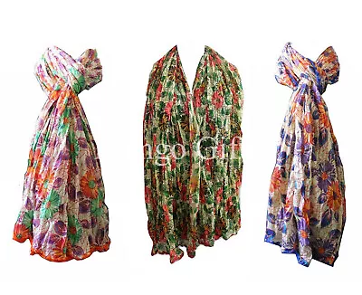 Indian Floral Cotton Scarves Stole Dupatta Multi Coloured Women Scarf Lot 10 Pcs • $58