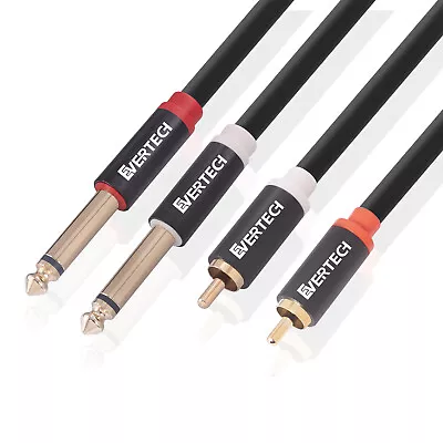 Dual 6.35mm 1/4 TS Mono Male To Dual 2 RCA Male Leads Audio Cable 1m 3m 5M • $14.99