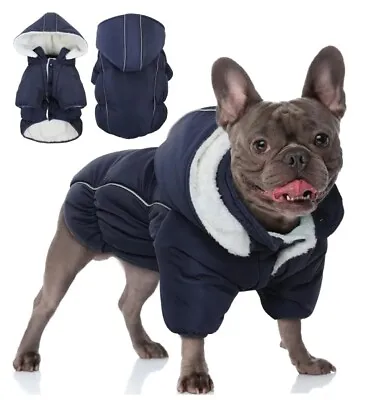 RED Size M Dog Coat - Reflective Dog Coats Detachable Hood Dog Jacket With Legs • £9.99