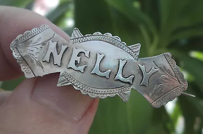  Vintage Edwardian Sterling Silver Name Brooch 1910 Chester - NELLY Or Nellie • £48.99