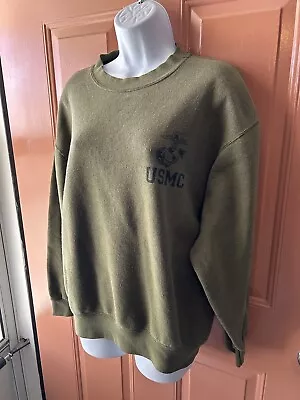 VTG 90s USMC Marines MJ Soffe Crewneck Sweatshirt 50/50 Activewear Men's MEDIUM • $7.95