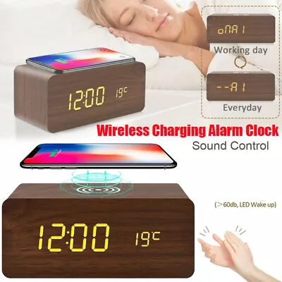 Qi Wireless Phone Charger For Android Samsung IPhone W/ Digital LED Alarm Clock • $43.79