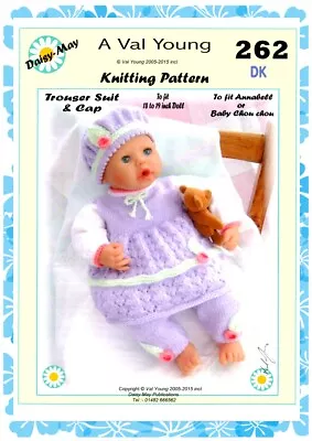 DOLLS KNITTING PATTERN  No 262 17 -19  Doll Or Sim By Val Young • £3.25