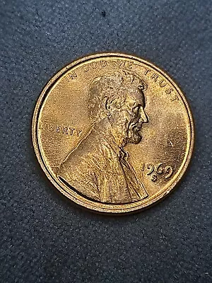  ERROR 1969 S RED LINCOLN CENT DOUBLE DIE BOTH SIDESRIM Double OFF-Center/UNC • $425