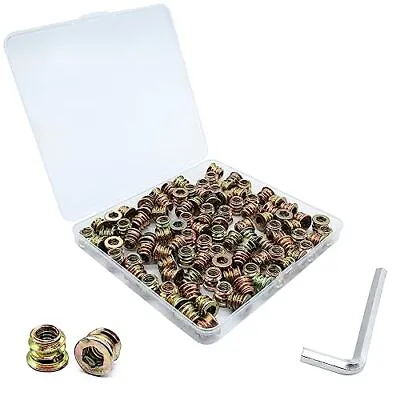 1/4 -20 X 10mm Threaded Insert Wood Insert 100pcs Bolt Furniture Screw In Nut... • $5.78