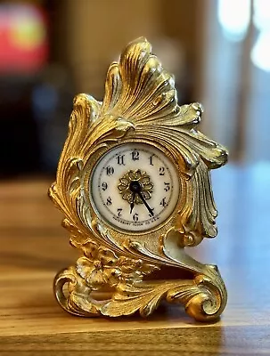 Antique Waterbury Clock Co. 1891 Beautiful Gold Mantle Clock Desk Clock 6” X 4” • $133.20