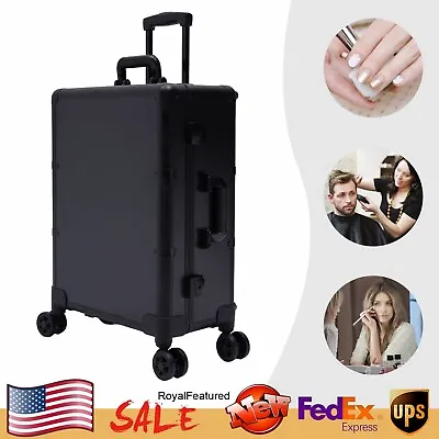 Pro Rolling Makeup Case Travel Cosmetic Trolley Organizer W/ LED Light Mirror • $180.51