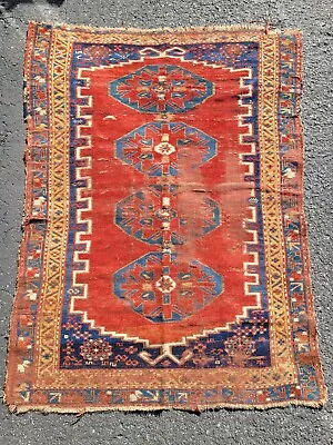 Beautiful Antique Tribal Rug C1800s Wool Handknotted Fine Oriental Farmhouse • $212