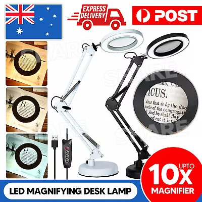 Magnifying Glass With LED Light Magnifier Crafts Book Reading Light Desk Lamp AU • $22.95