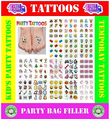 Kids Temporary Tattoos Childrens Boys Girls Loot Party Bag Fillers Pinata Fete • $3.05