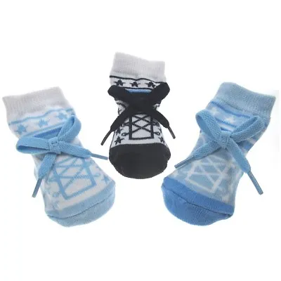 £3.45 • Buy New Baby Gift Socks Boys With Bow Shoe Style 0-6 Month Shower Navy By Soft Touch