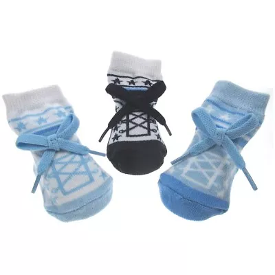 New Baby Gift Socks Boys With Bow Shoe Style 0-6 Month Shower Navy By Soft Touch • £3.45