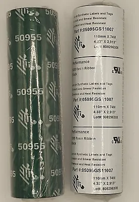 105095GS11007 Zebra 5095 110mm X 74m Black High Performance Resin Printer Ribbon • £12.99