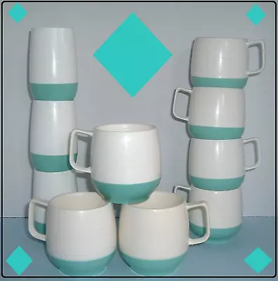 $33.15 • Buy Vintage Lot Of 10 Vacuform Vacron Mugs & Tumblers 6 Oz, 8 Oz Aqua & White