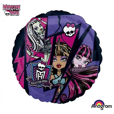 Monster High Birthday Party Round Foil Balloon 43cm Anagram HeXL Helium Standard • $6.39