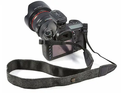 Retro Herringbone Black Tweed Style Camera Neck Shoulder Strap DSLR - UK STOCK • £5.95