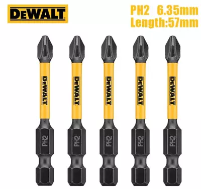 DeWALT Impact Driver 5 Bits PH2 Philips 2 EXTREME FlexTorq 57mm Fit Makita Bosch • £7.99