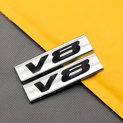 $9.99 • Buy 2x Metal Black V8 Emblem Chrome Fender Trunk Sport 4wd Engine Badge Sticker Logo