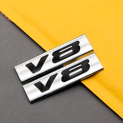 2x Metal Black V8 Emblem Chrome Fender Trunk Sport 4wd Engine Badge Sticker Logo • $9.99