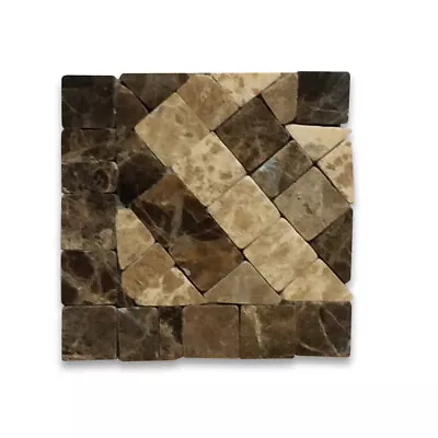 B0089CP Marble Mosaic Border Accent Tile Renaissance Emperador 2x2 Polished • $14.99