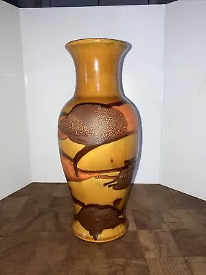 Royal Haeger Art Pottery Earth Wrap Volcanic Lava Orange Peel Glaze Vase MCM • $44