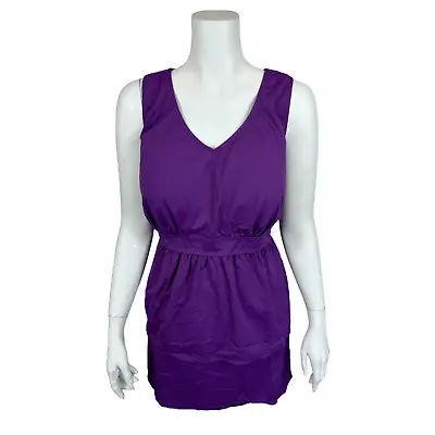 Denim & Co. Women's Beach V-Neck Peplum Tankini And Skirt Set Purple Size 26W • $15