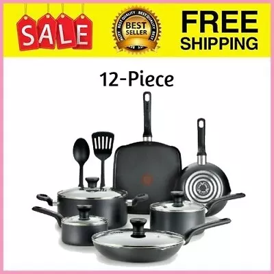 T-fal Easy Care 12-Piece Non-Stick Cookware Set Pots And Pans Grey • $51.92
