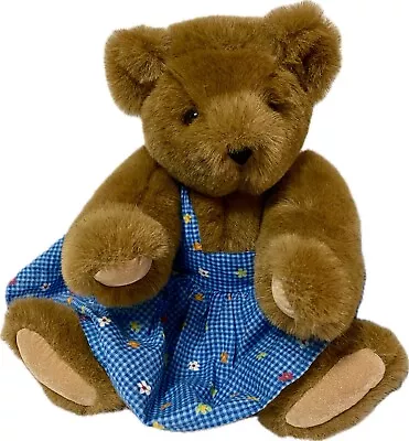 Vermont Teddy Bear Girl Blue Floral Dress Jointed Plush Gift 16 In • $19.99