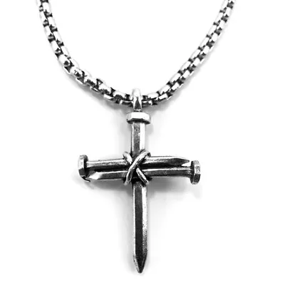 Nail Cross Necklace On Heavy Chain (aa3hvchain) • $15.99