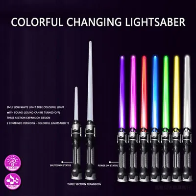 £12.19 • Buy 2x LED Lightsaber Saber Swords Flashing Light Toys With Sound Extendable Plastic